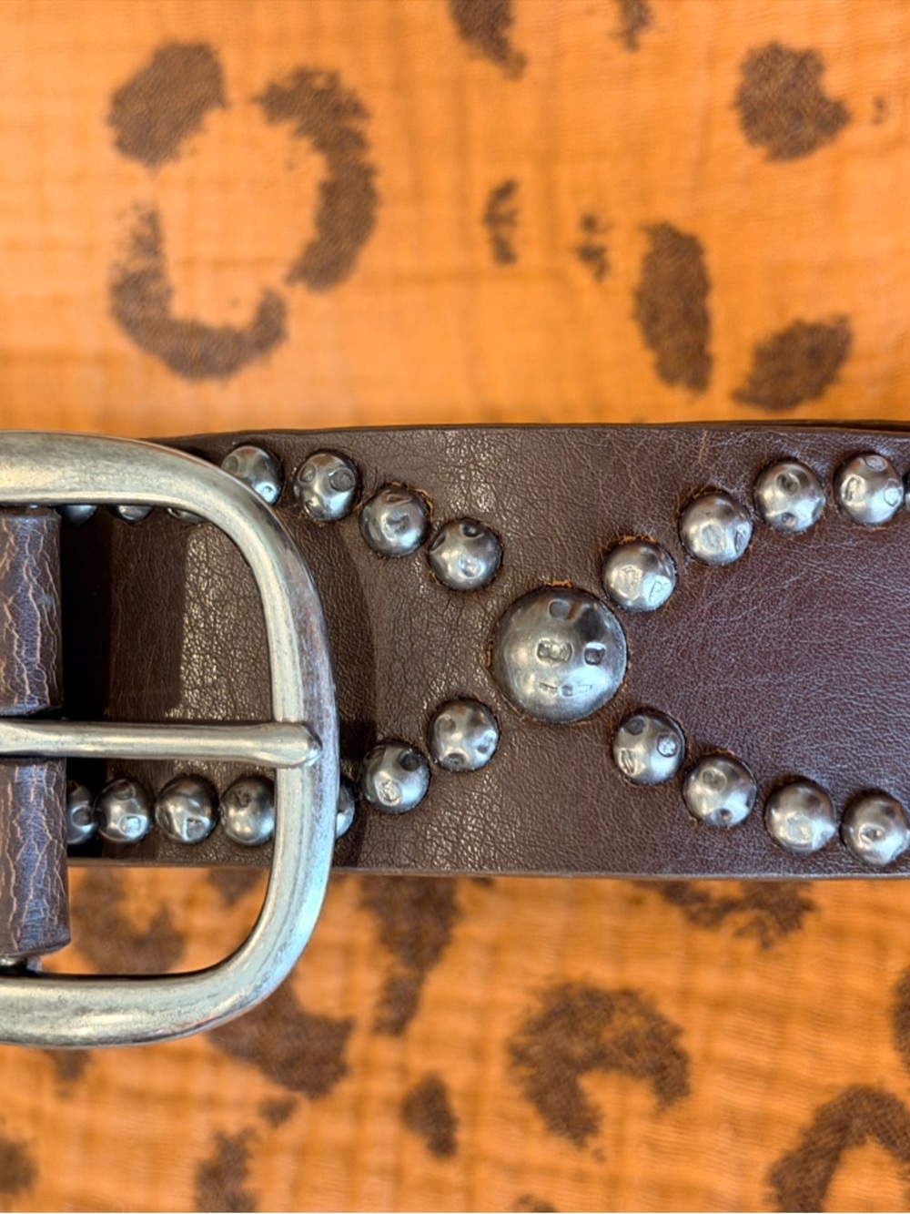TORRID: 3X Studded Brown Leather Belt with Silver Buckle - Picture 2 of 6